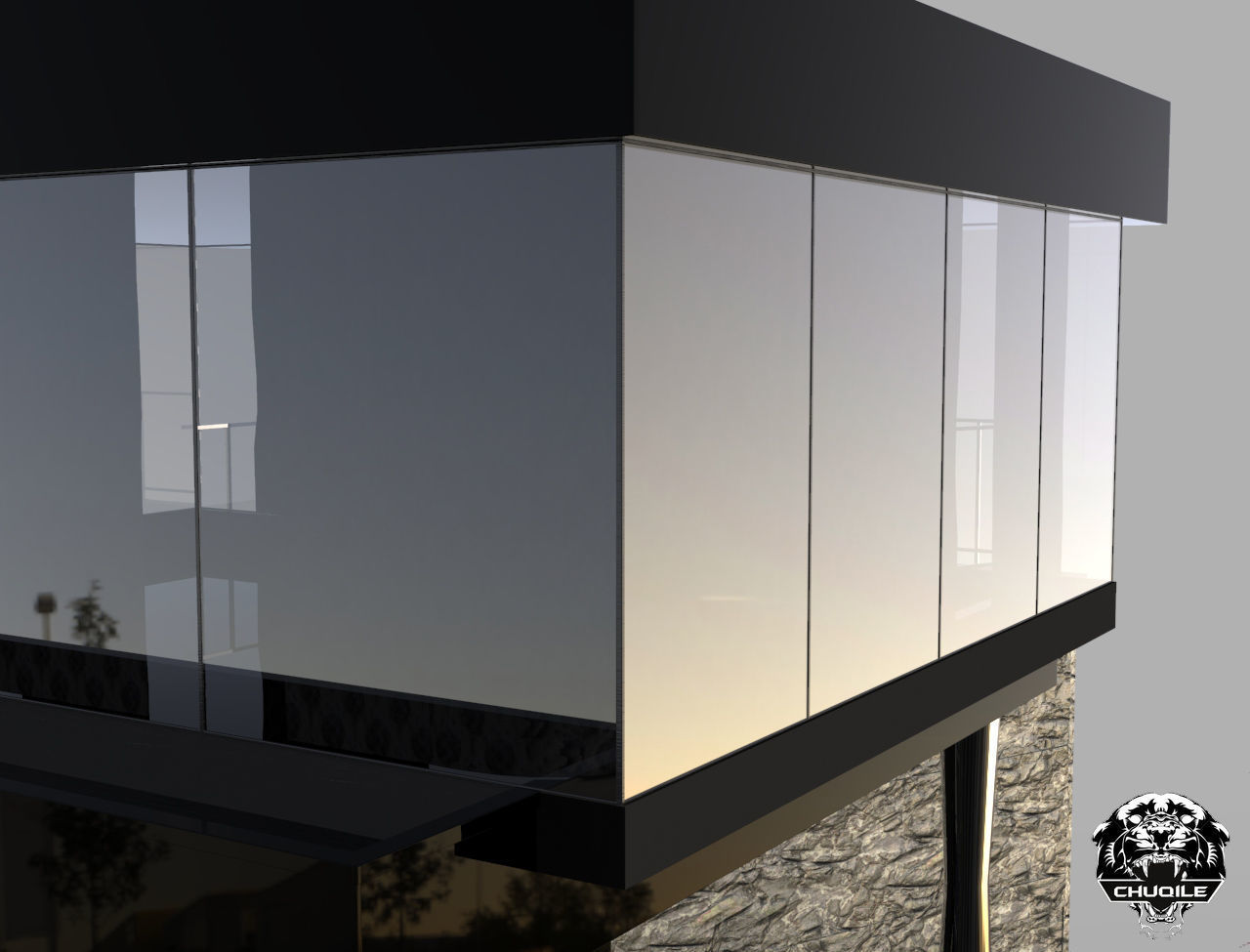 Modern Building Low-poly 3D model_7