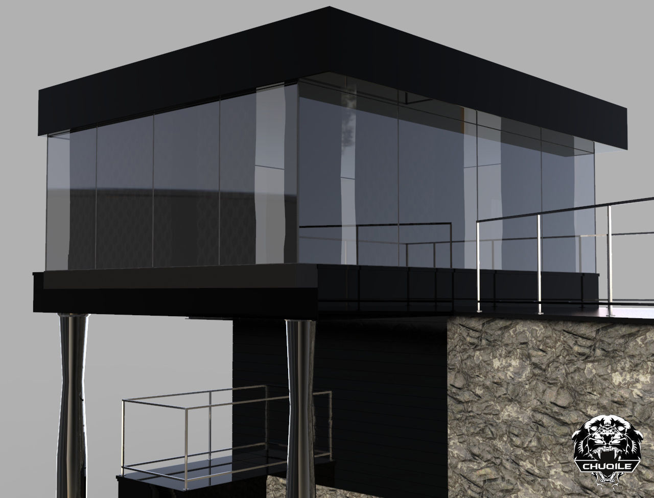 Modern Building Low-poly 3D model_5