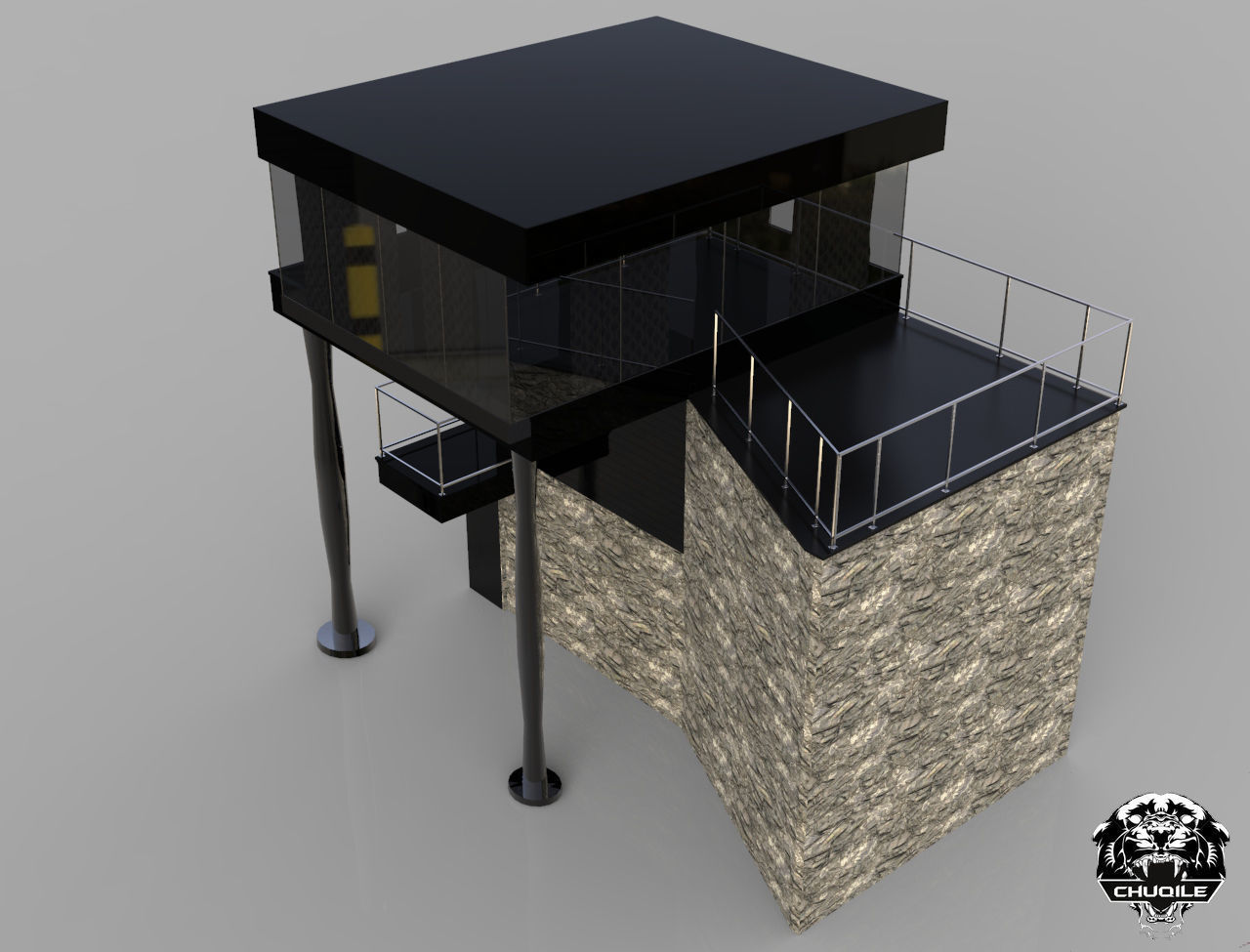 Modern Building Low-poly 3D model_3