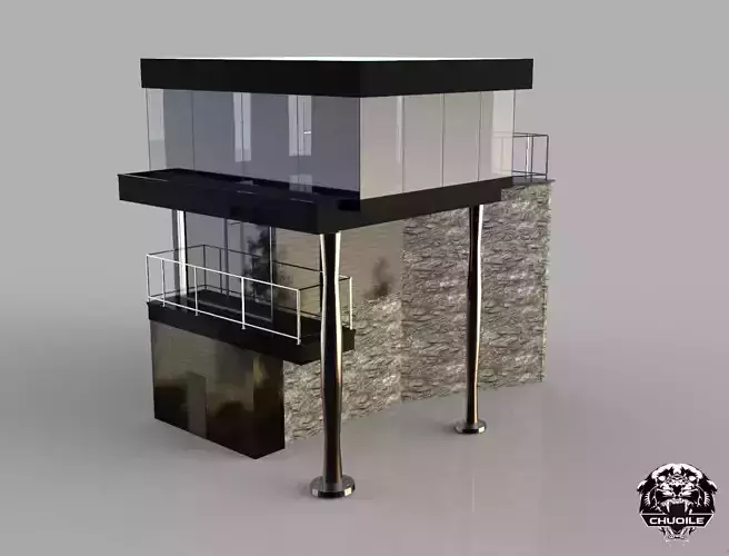 Modern Building Low-poly 3D model