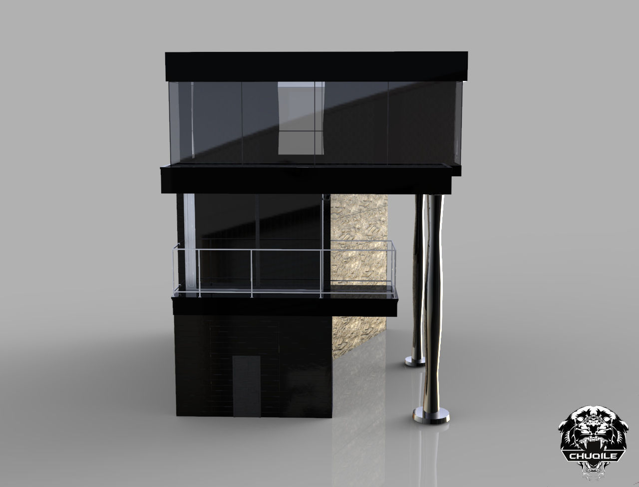 Modern Building Low-poly 3D model_4