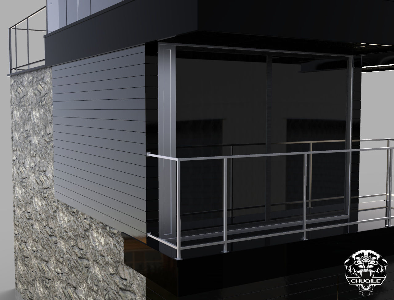Modern Building Low-poly 3D model_6