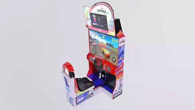 Low Poly PBR Daytona car racing game machine Low-poly 3D model