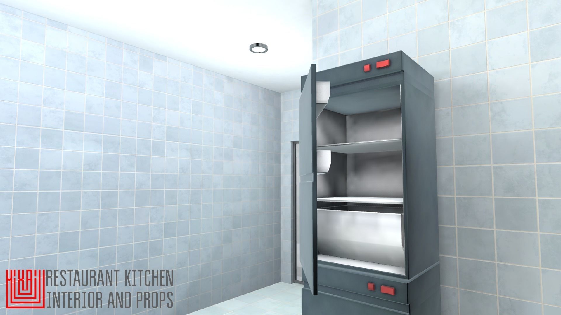 Restaurant kitchen - interior and props Low-poly 3D model_3