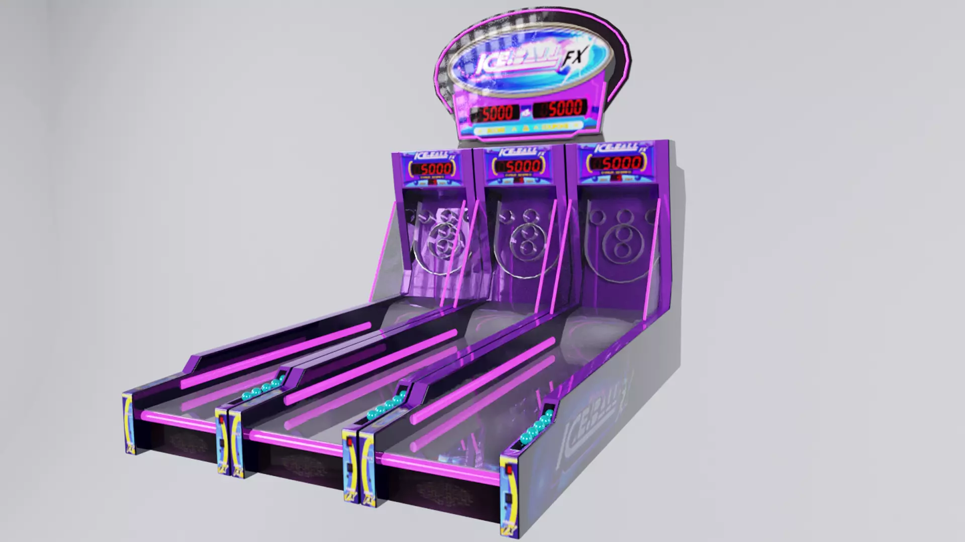 Low Poly PBR ICEFX bowling alley game machine Low-poly 3D model_0