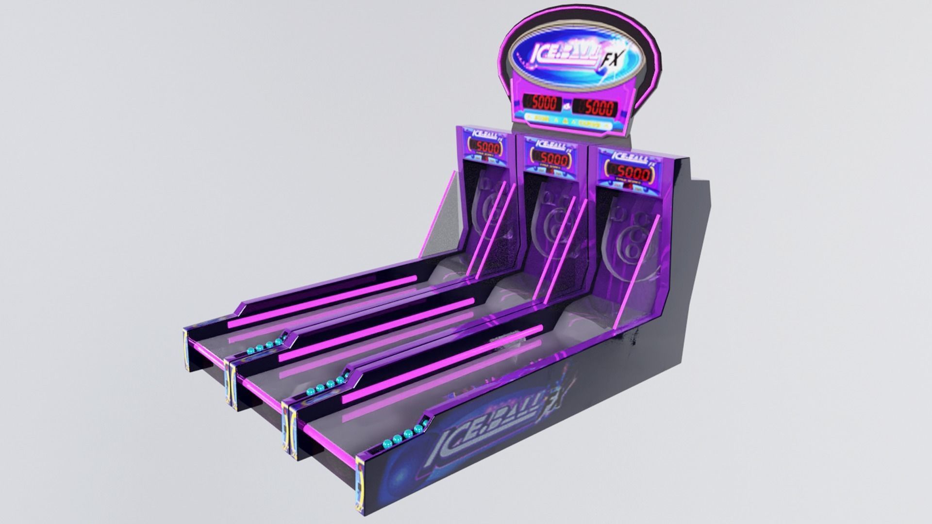 Low Poly PBR ICEFX bowling alley game machine Low-poly 3D model_3
