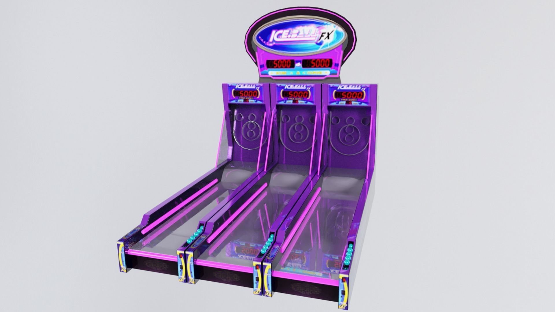 Low Poly PBR ICEFX bowling alley game machine Low-poly 3D model_1