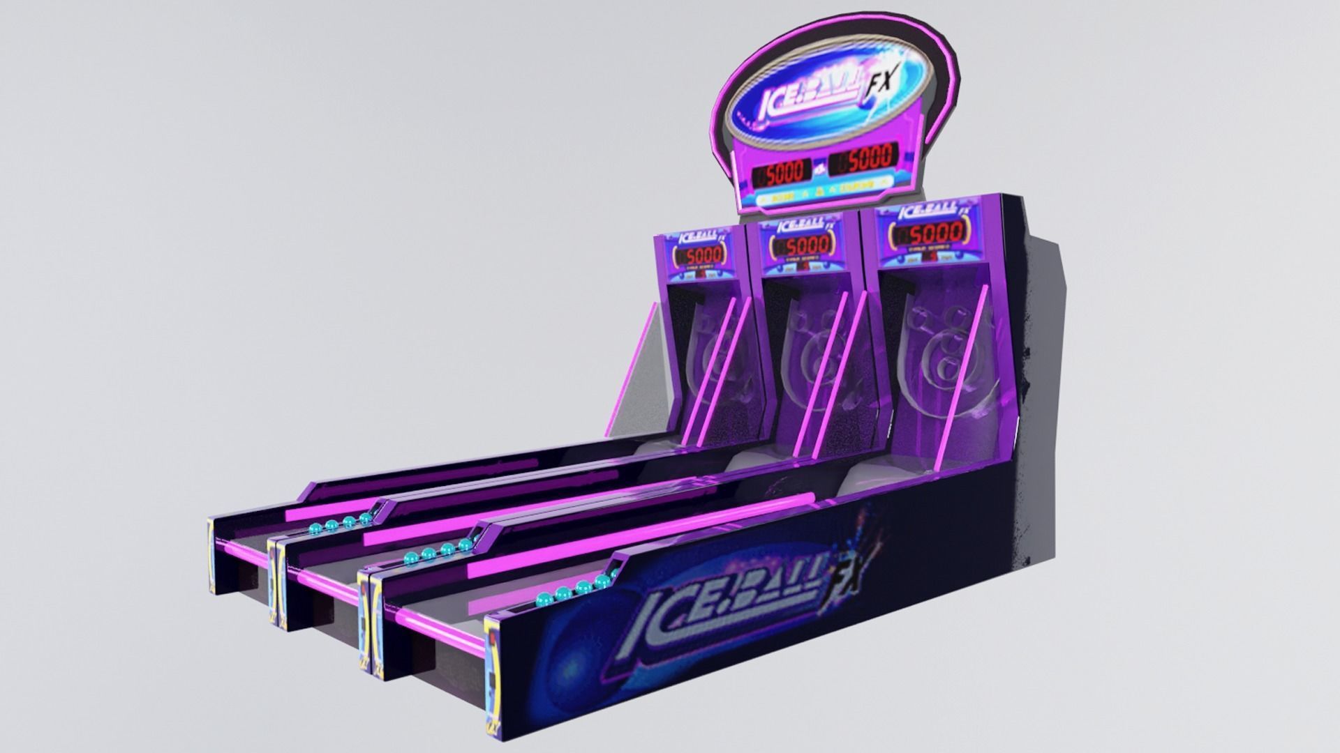 Low Poly PBR ICEFX bowling alley game machine Low-poly 3D model_2