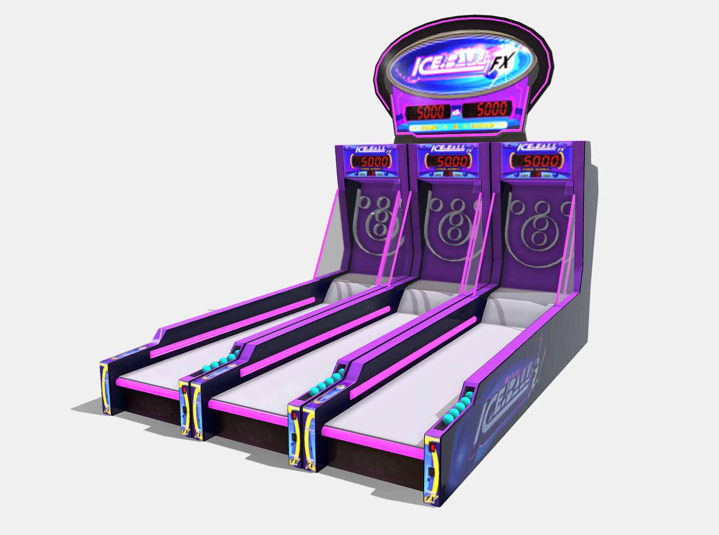 Low Poly PBR ICEFX bowling alley game machine Low-poly 3D model_5