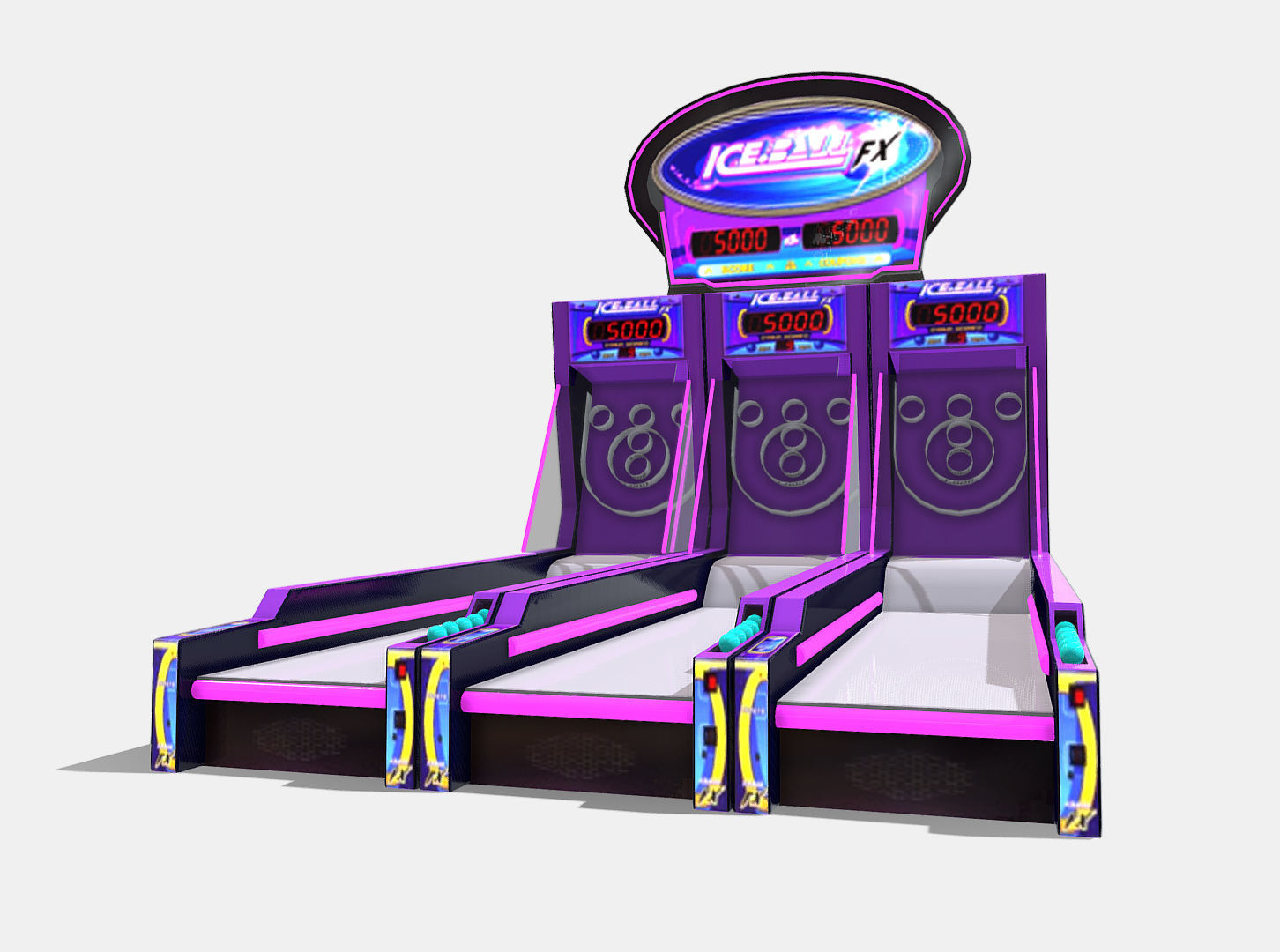 Low Poly PBR ICEFX bowling alley game machine Low-poly 3D model_8