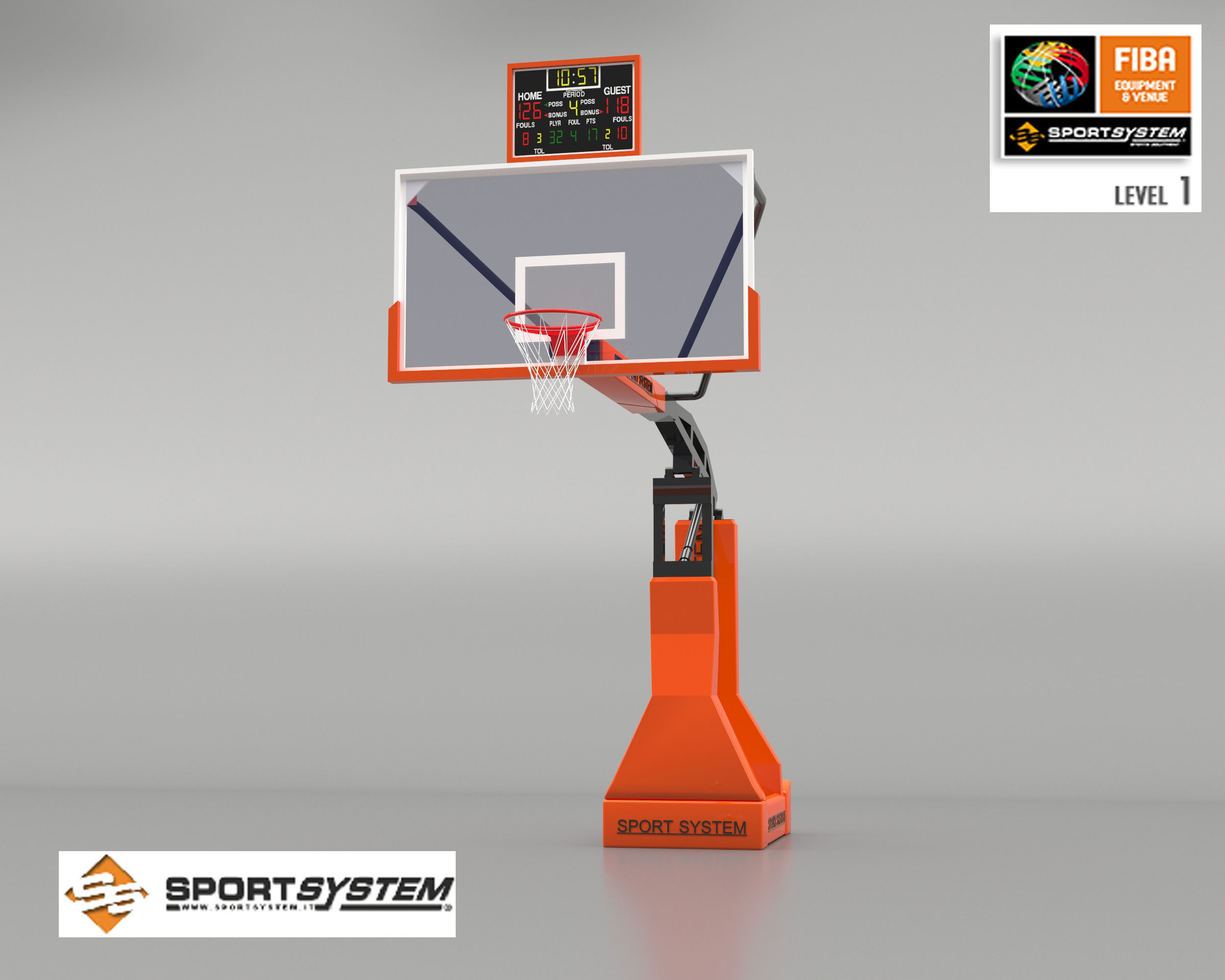 Portable basketball stand 3D model_2