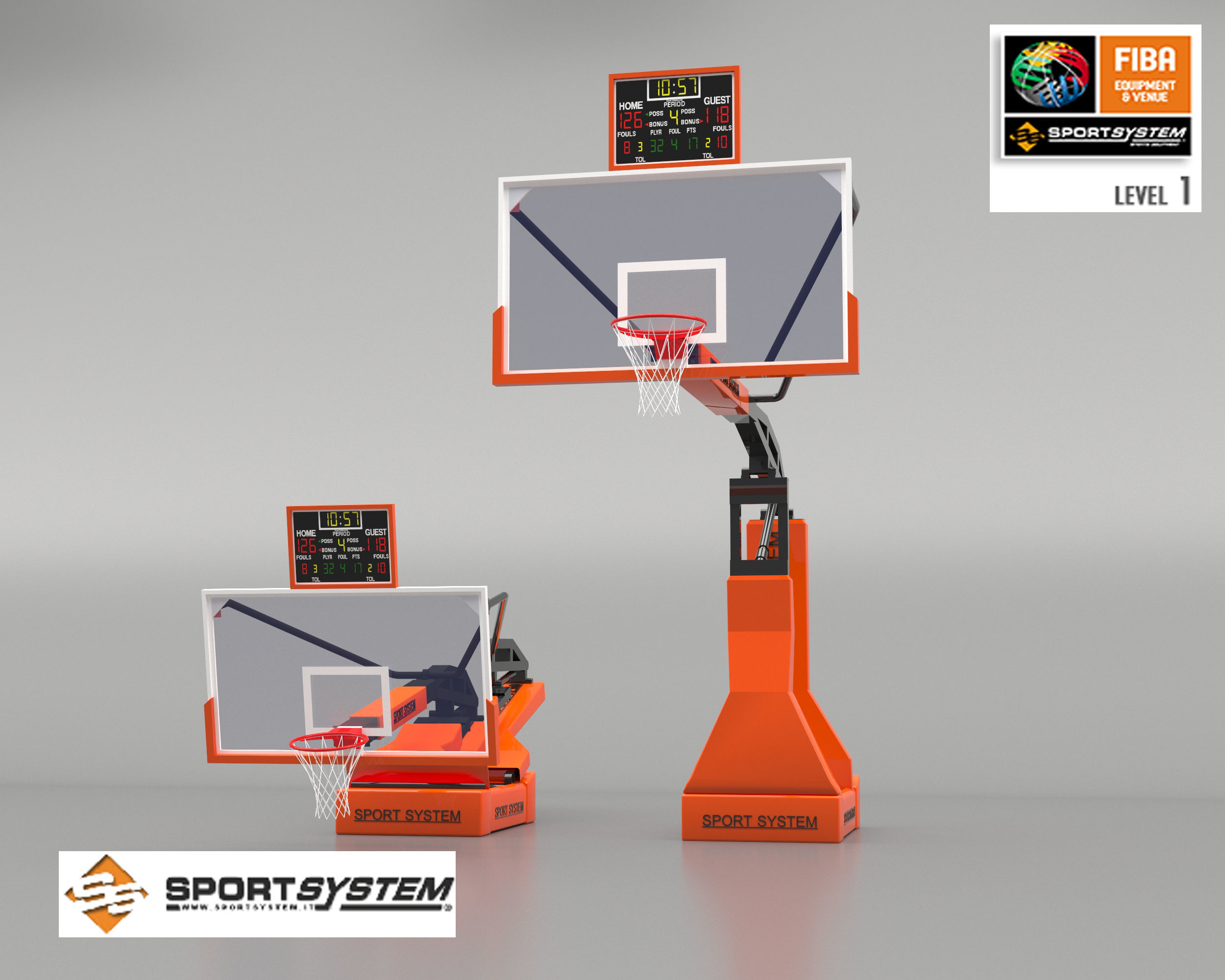 Portable basketball stand 3D model_1