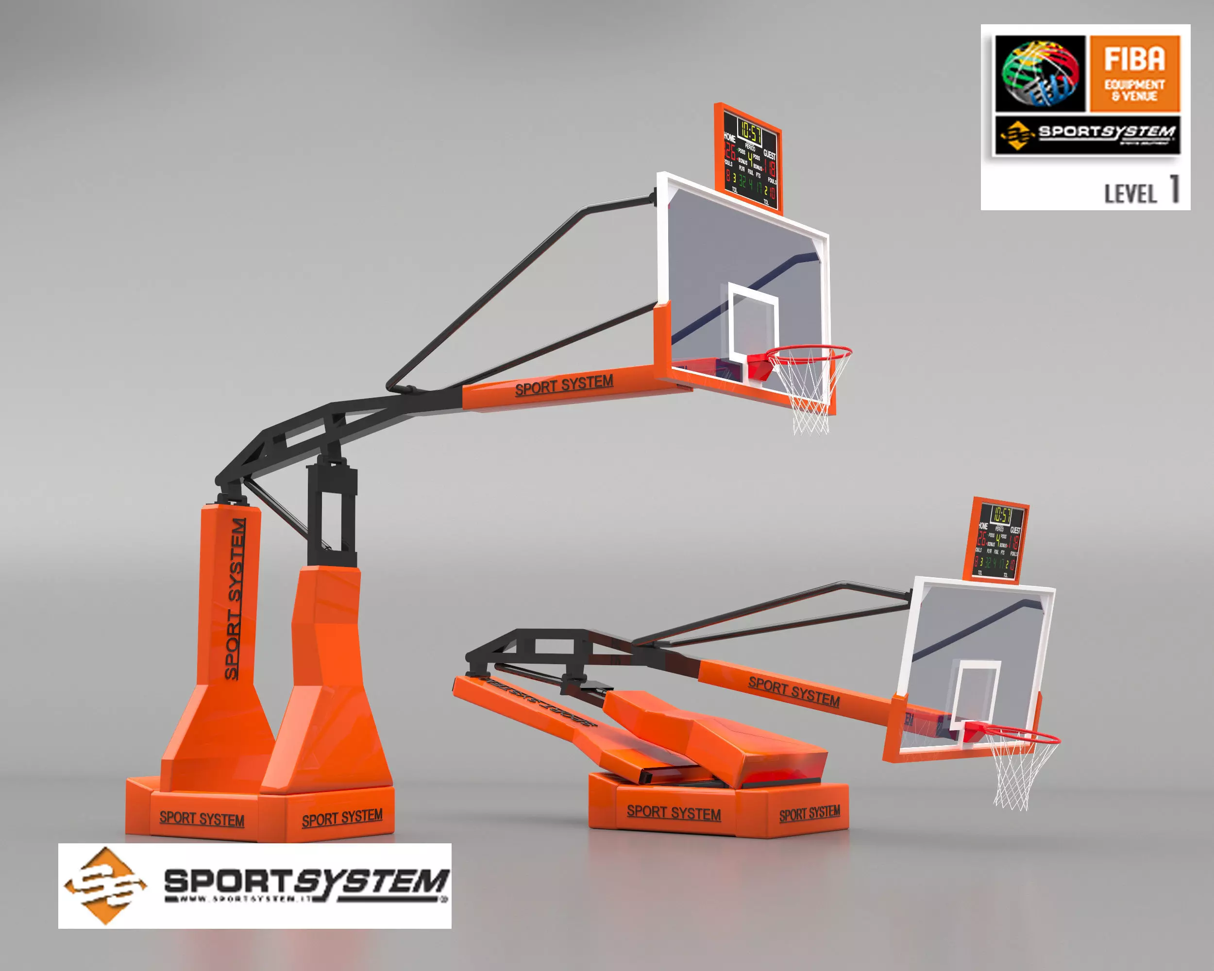 Portable basketball stand 3D model_0
