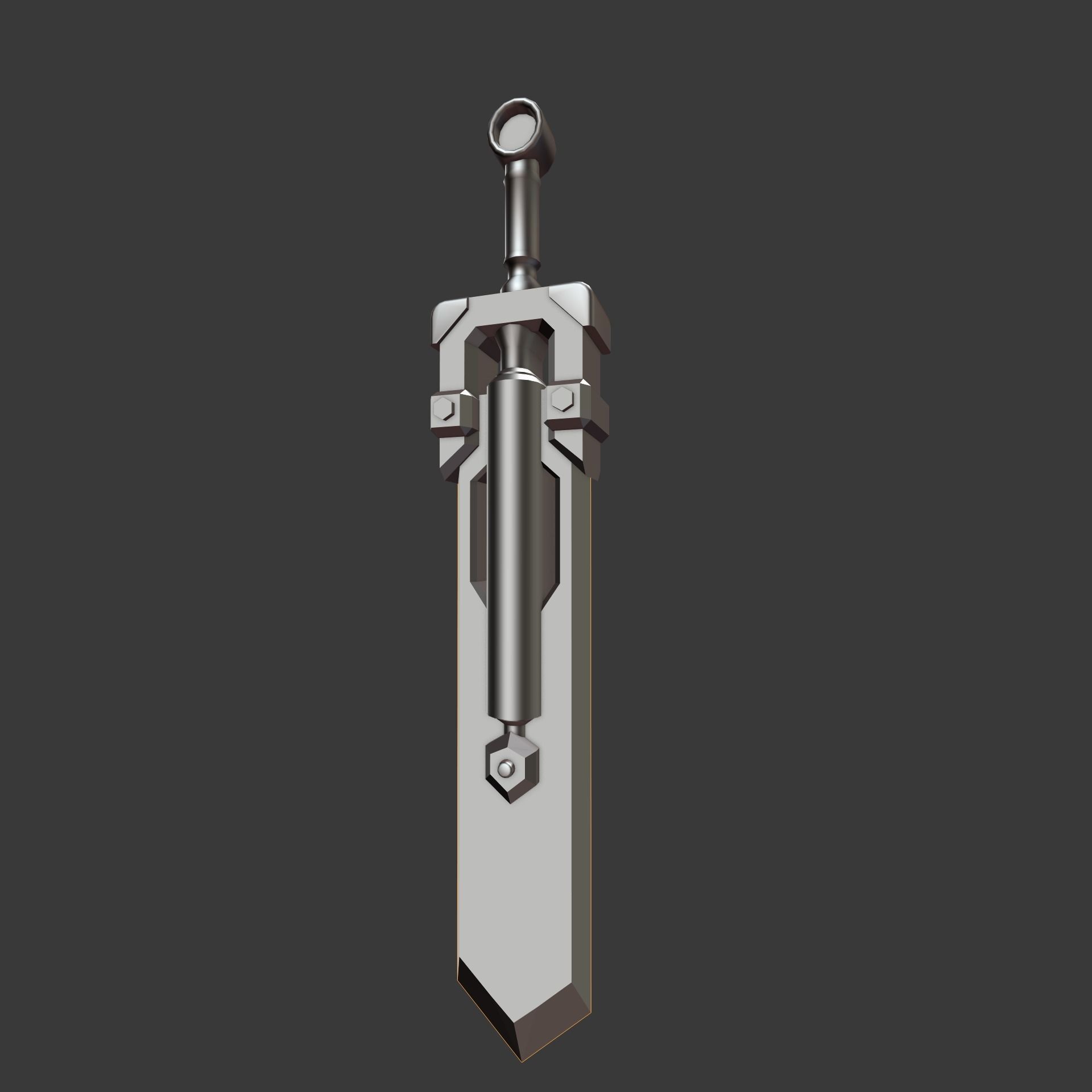 Mechanical sword Low-poly 3D model_3