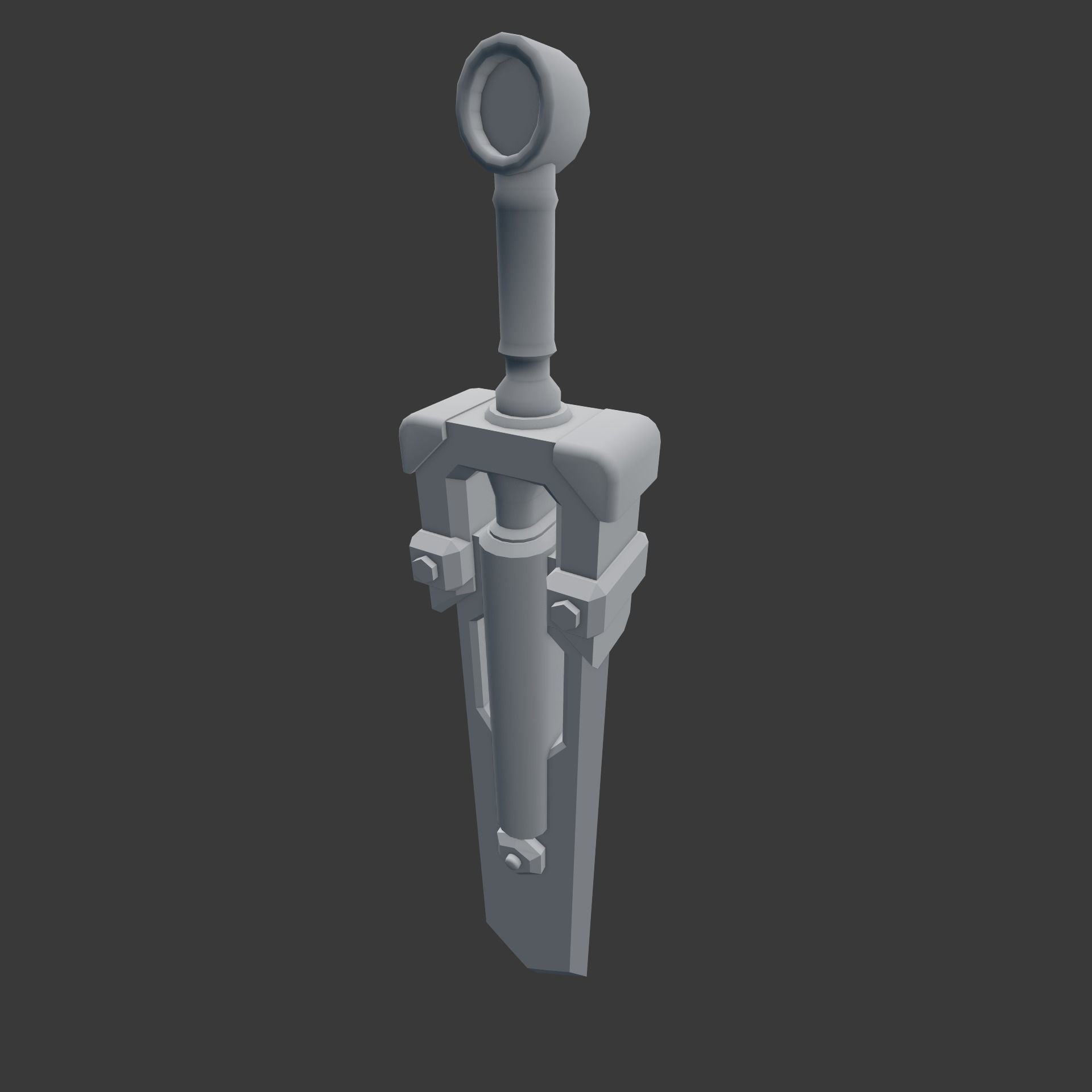 Mechanical sword Low-poly 3D model_2