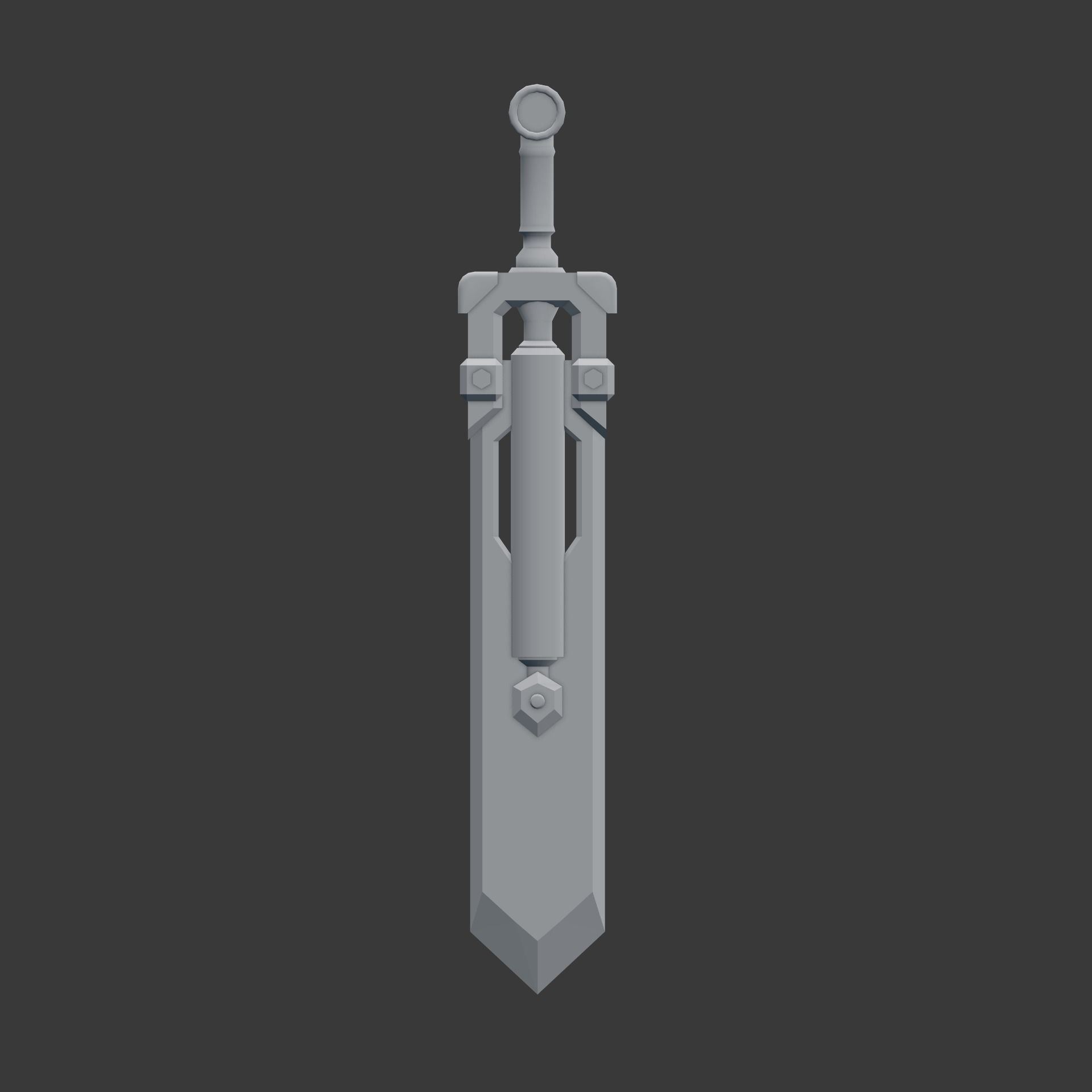 Mechanical sword Low-poly 3D model_4