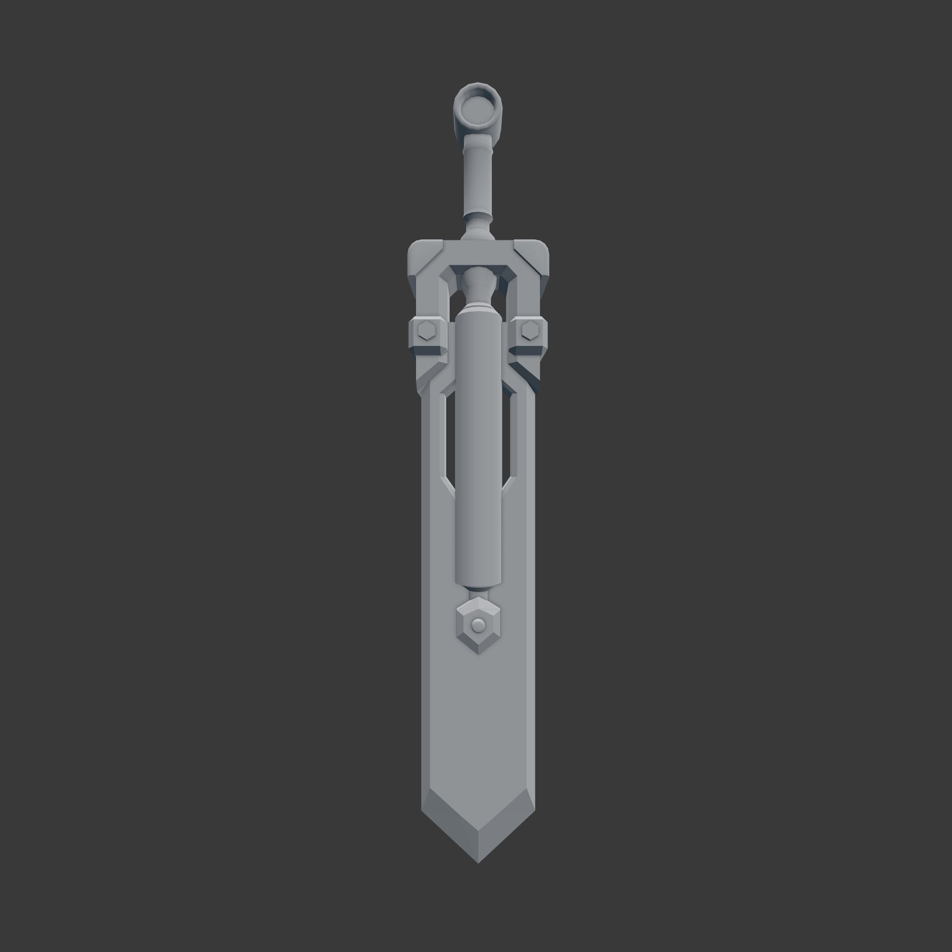 Mechanical sword Low-poly 3D model_1