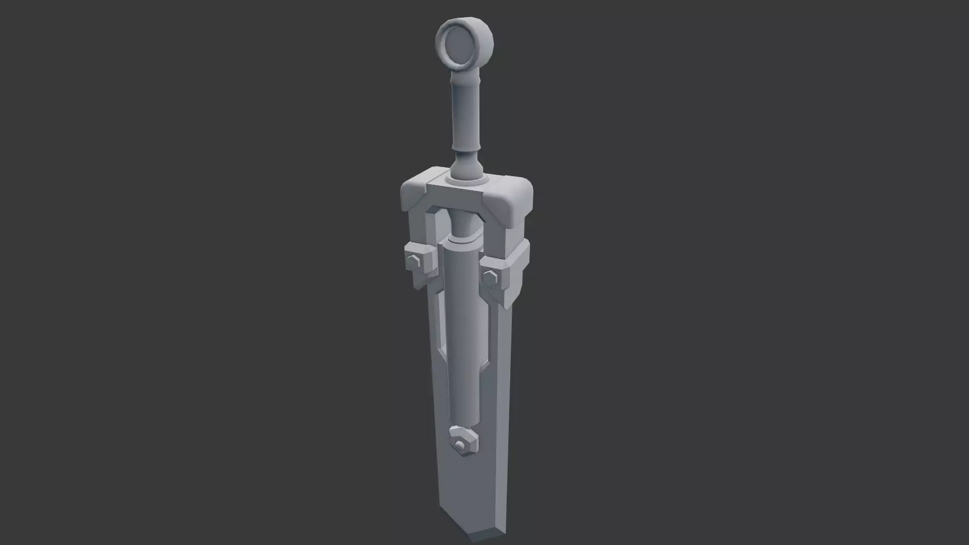 Mechanical sword Low-poly 3D model_0