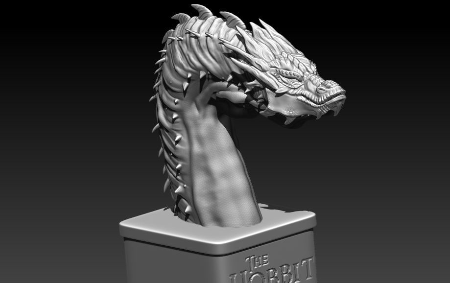 Smaug statue of dragon head 3D print model_5