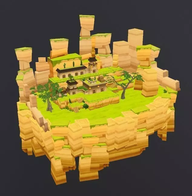 Enviroment China Low-poly 3D model_0