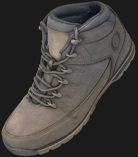 Boots hiking boot with laces Low-poly 3D model