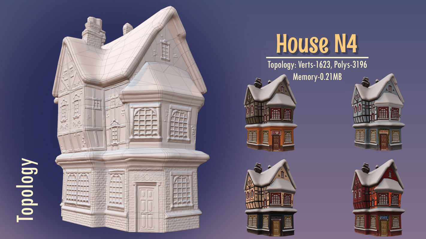 Winterville set Low-poly 3D model_92