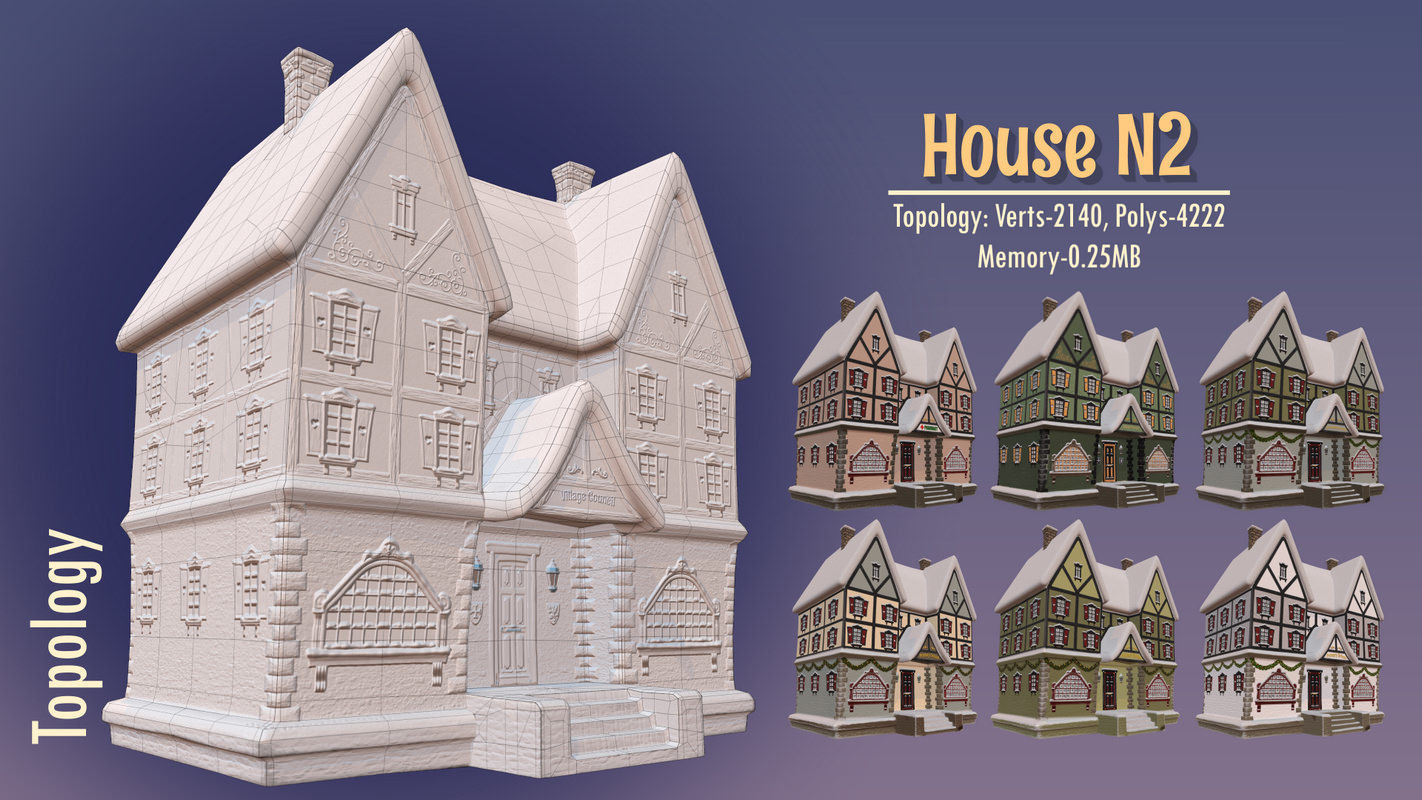 Winterville set Low-poly 3D model_86