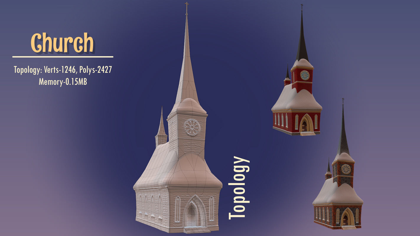 Winterville set Low-poly 3D model_103