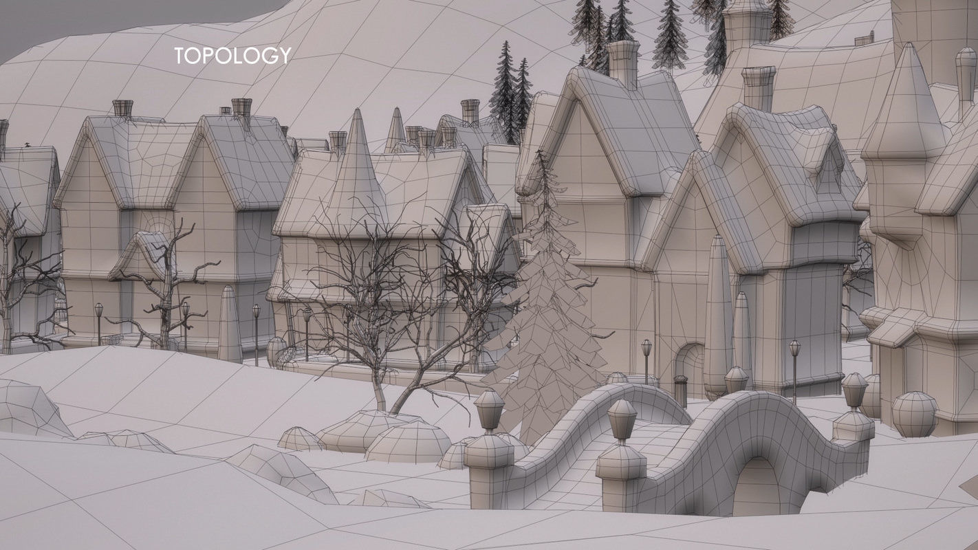 Winterville set Low-poly 3D model_73