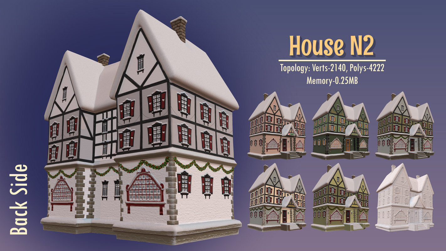 Winterville set Low-poly 3D model_84