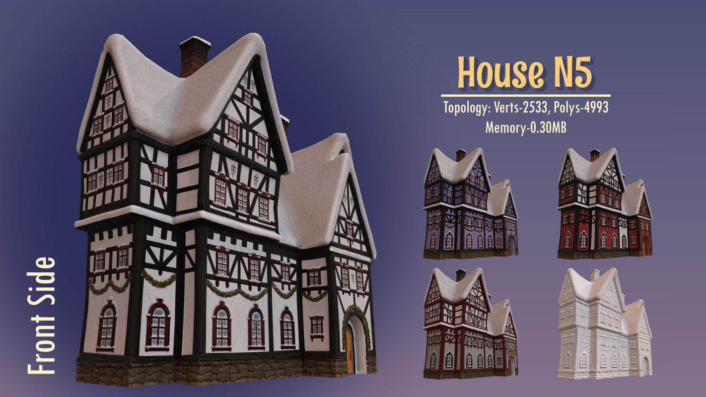 Winterville set Low-poly 3D model_93