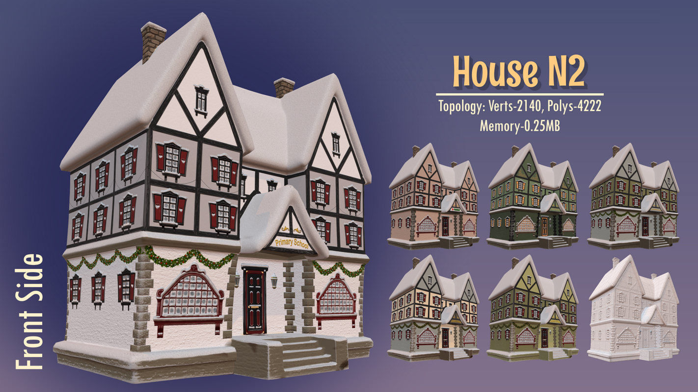 Winterville set Low-poly 3D model_85