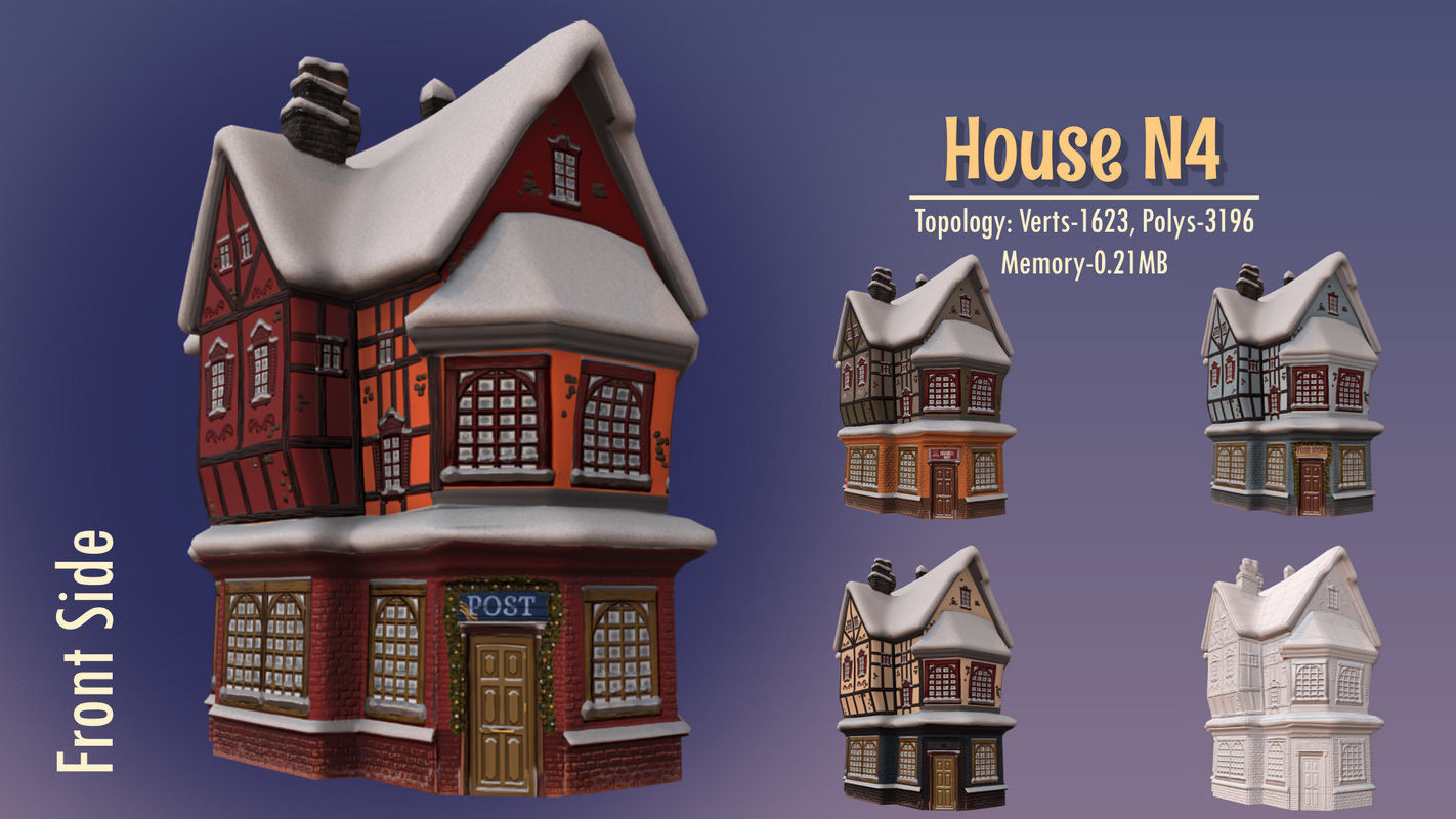 Winterville set Low-poly 3D model_90
