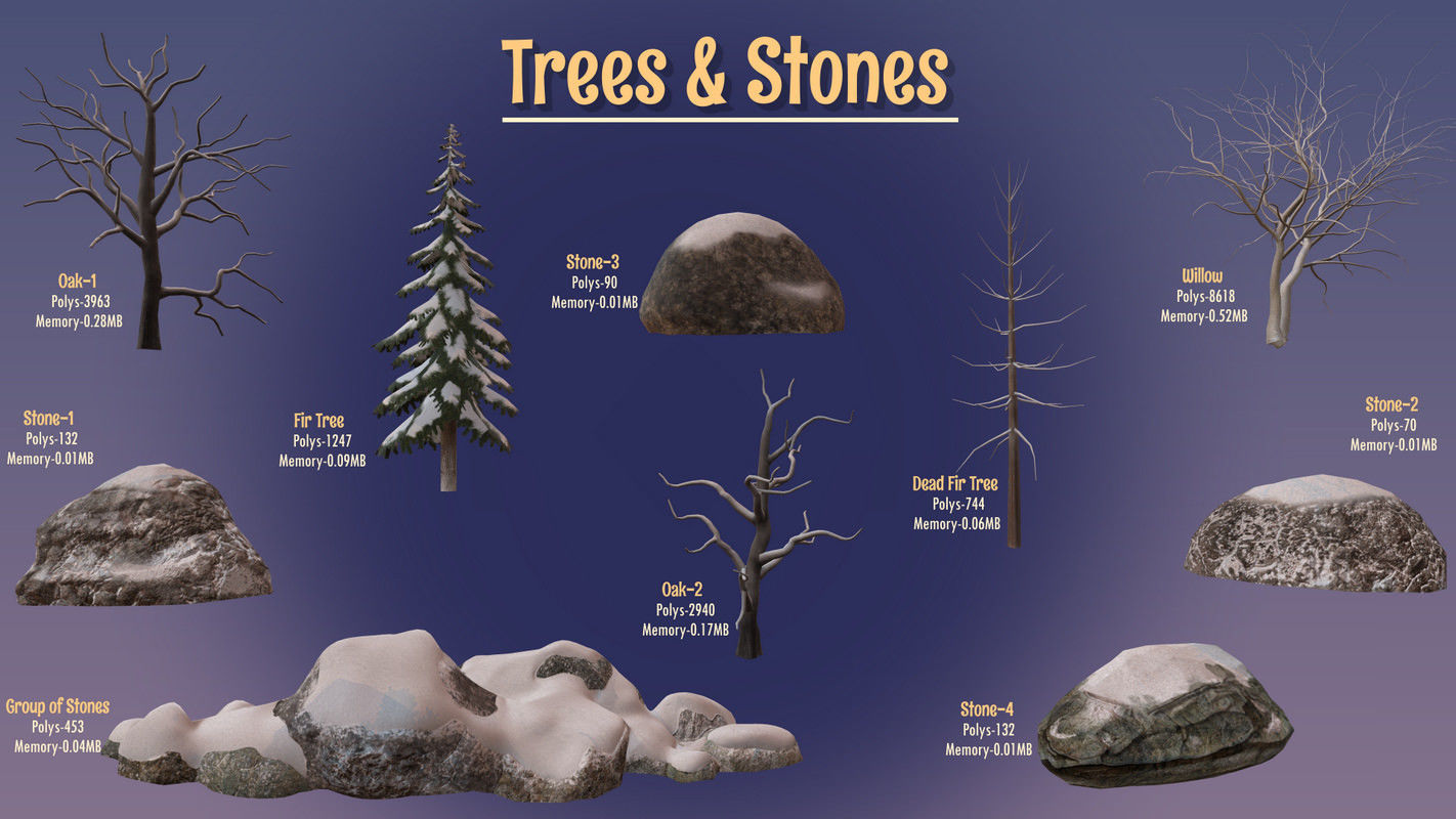 Winterville set Low-poly 3D model_108