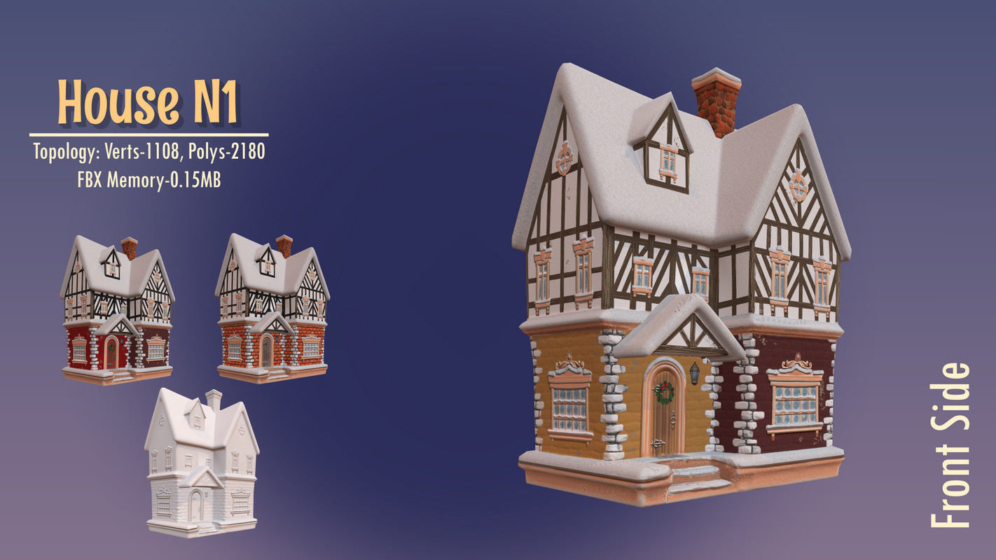 Winterville set Low-poly 3D model_81
