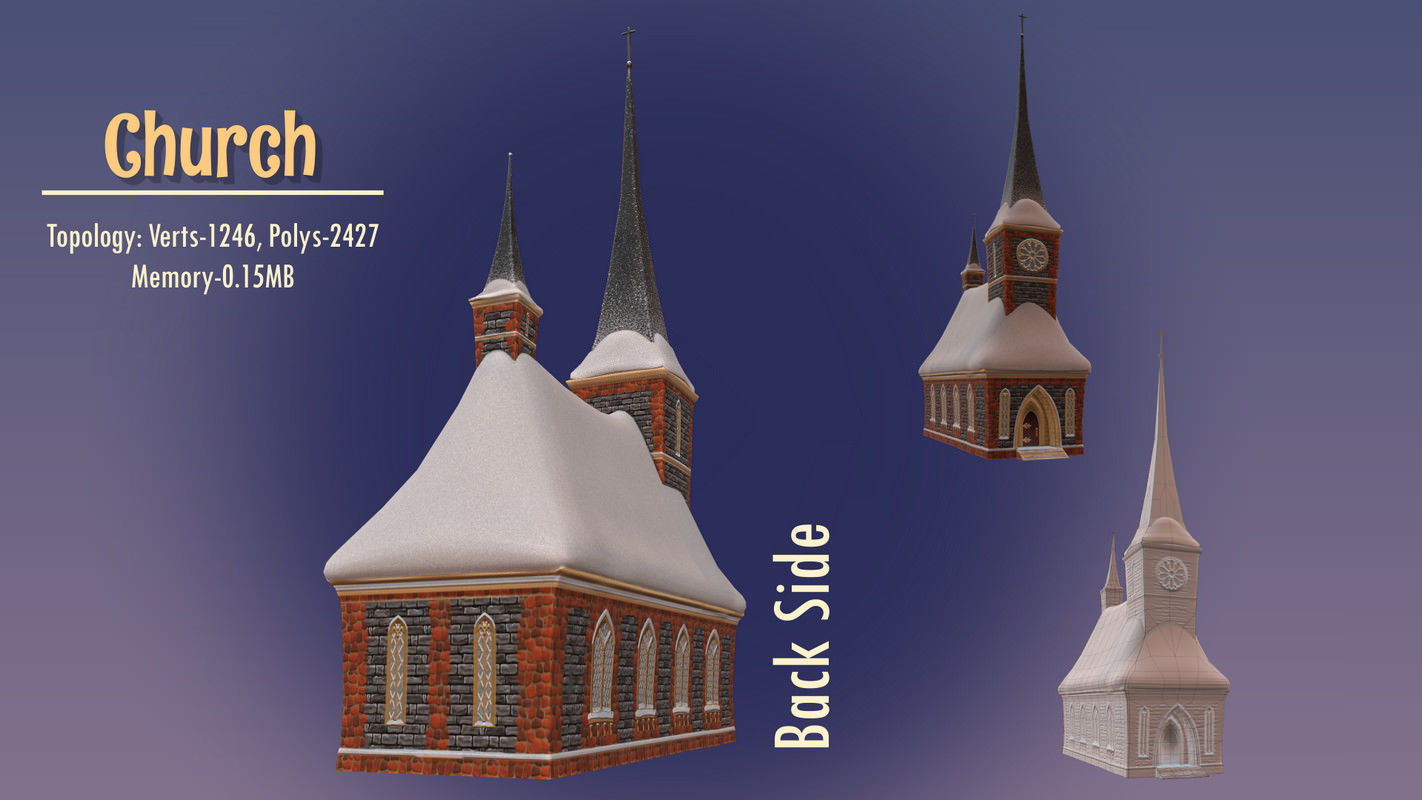 Winterville set Low-poly 3D model_102