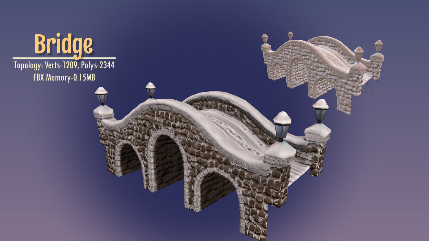 Winterville set Low-poly 3D model_79