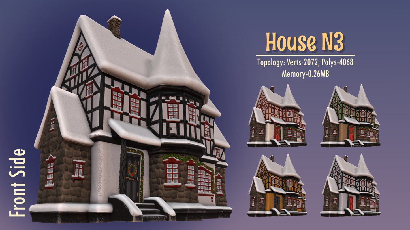 Winterville set Low-poly 3D model_87