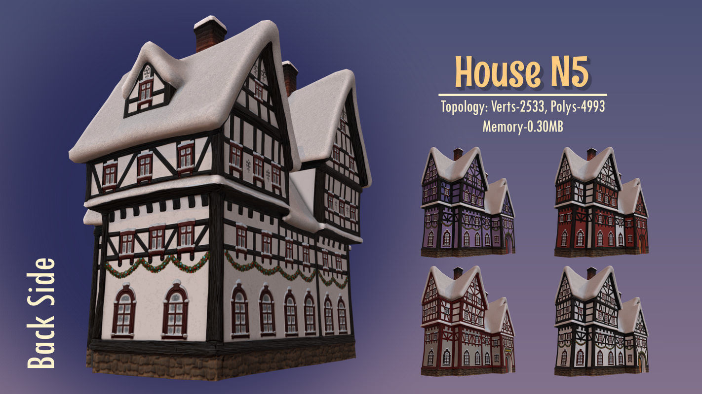Winterville set Low-poly 3D model_94