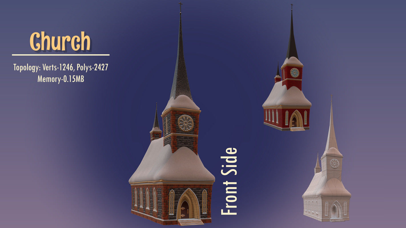 Winterville set Low-poly 3D model_101