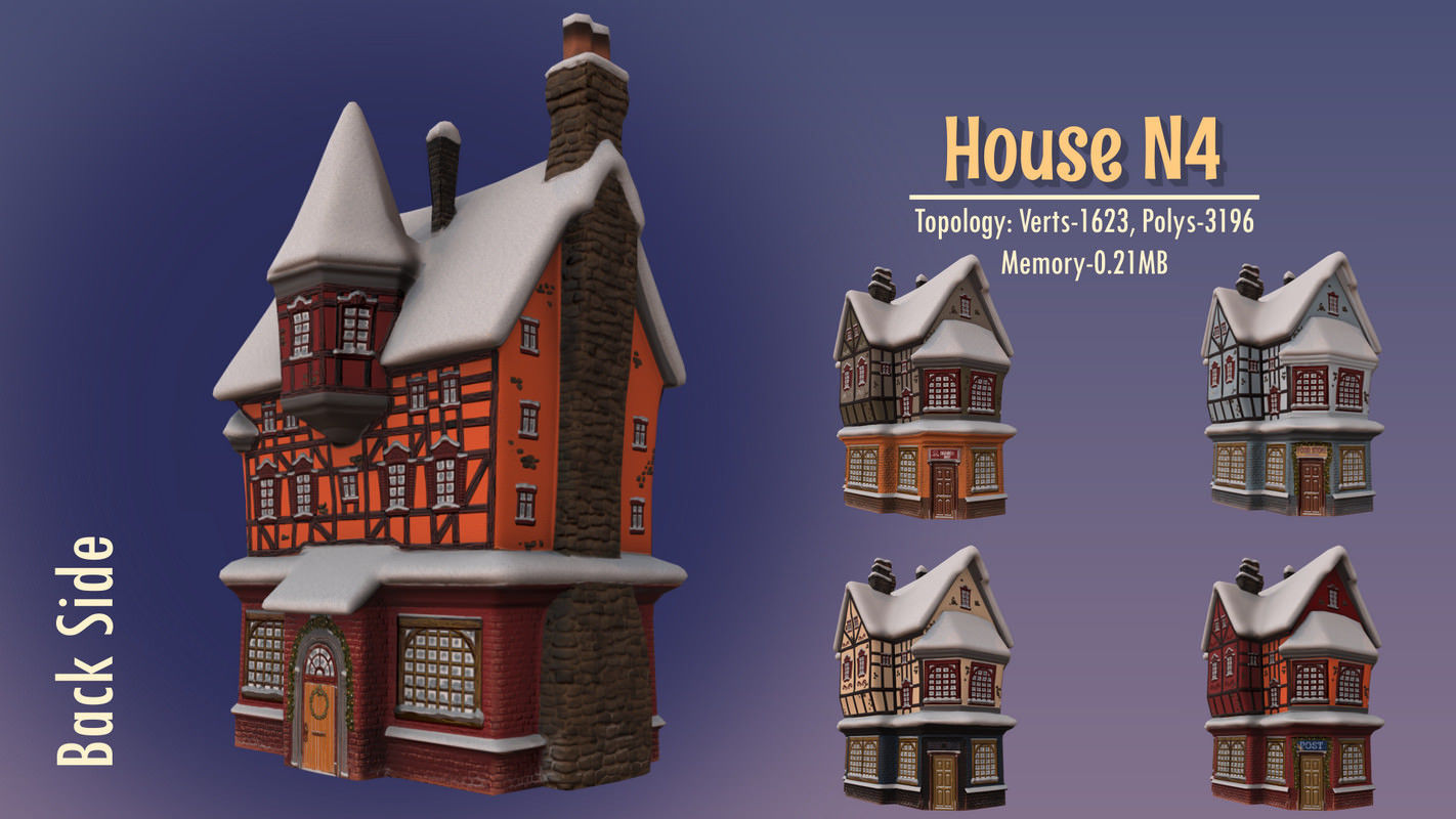 Winterville set Low-poly 3D model_91