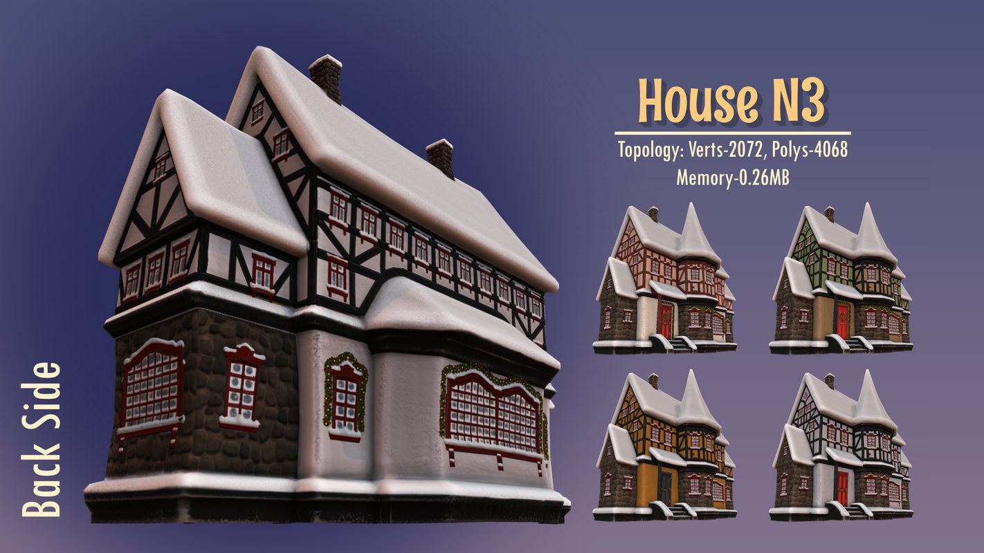 Winterville set Low-poly 3D model_88
