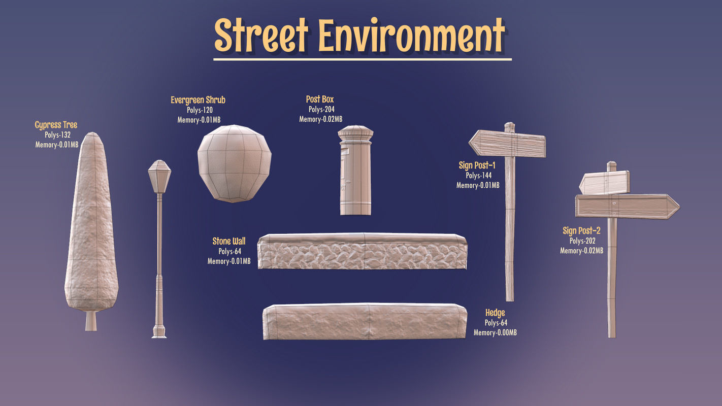 Winterville set Low-poly 3D model_107