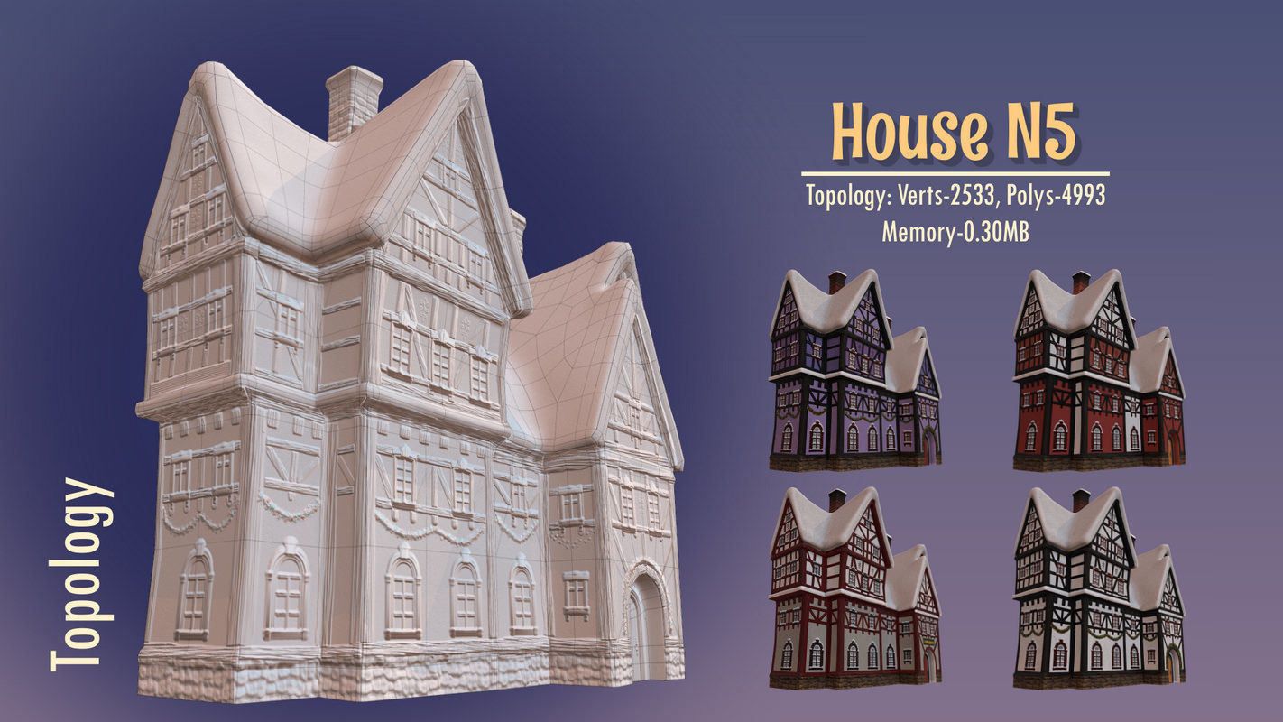 Winterville set Low-poly 3D model_95