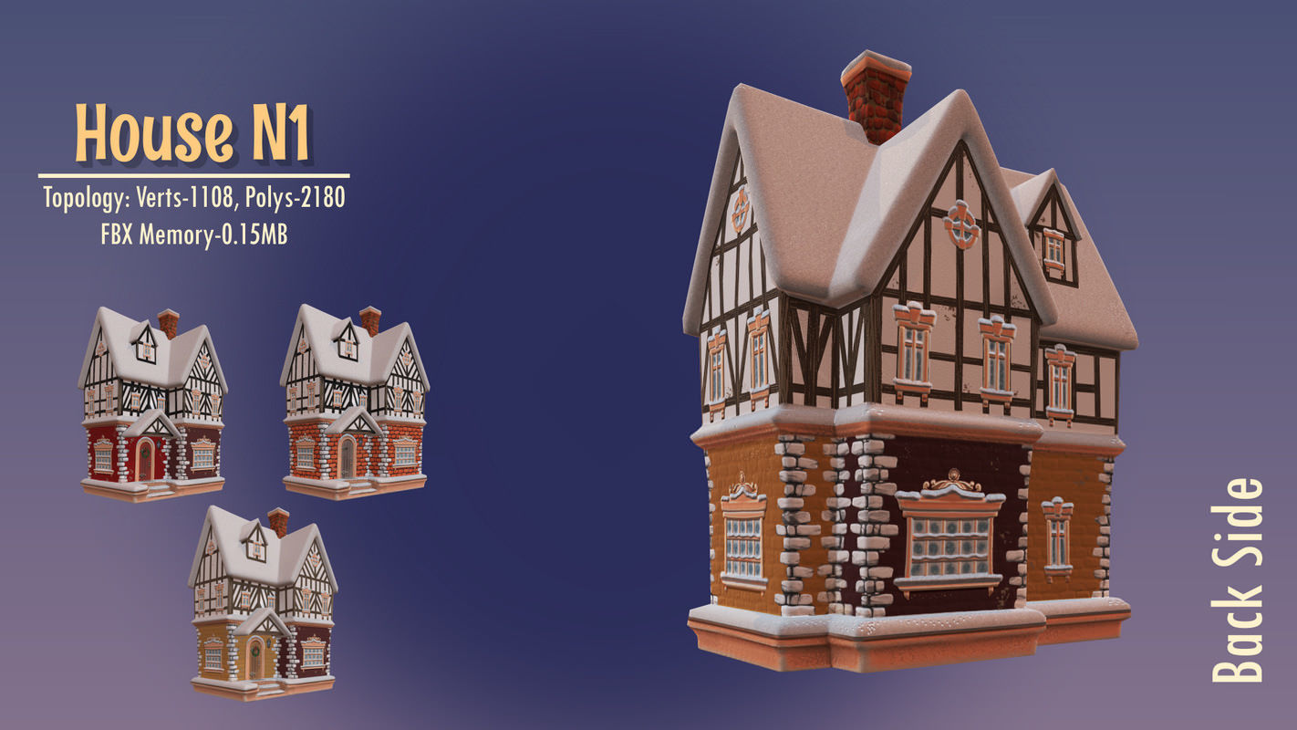 Winterville set Low-poly 3D model_82