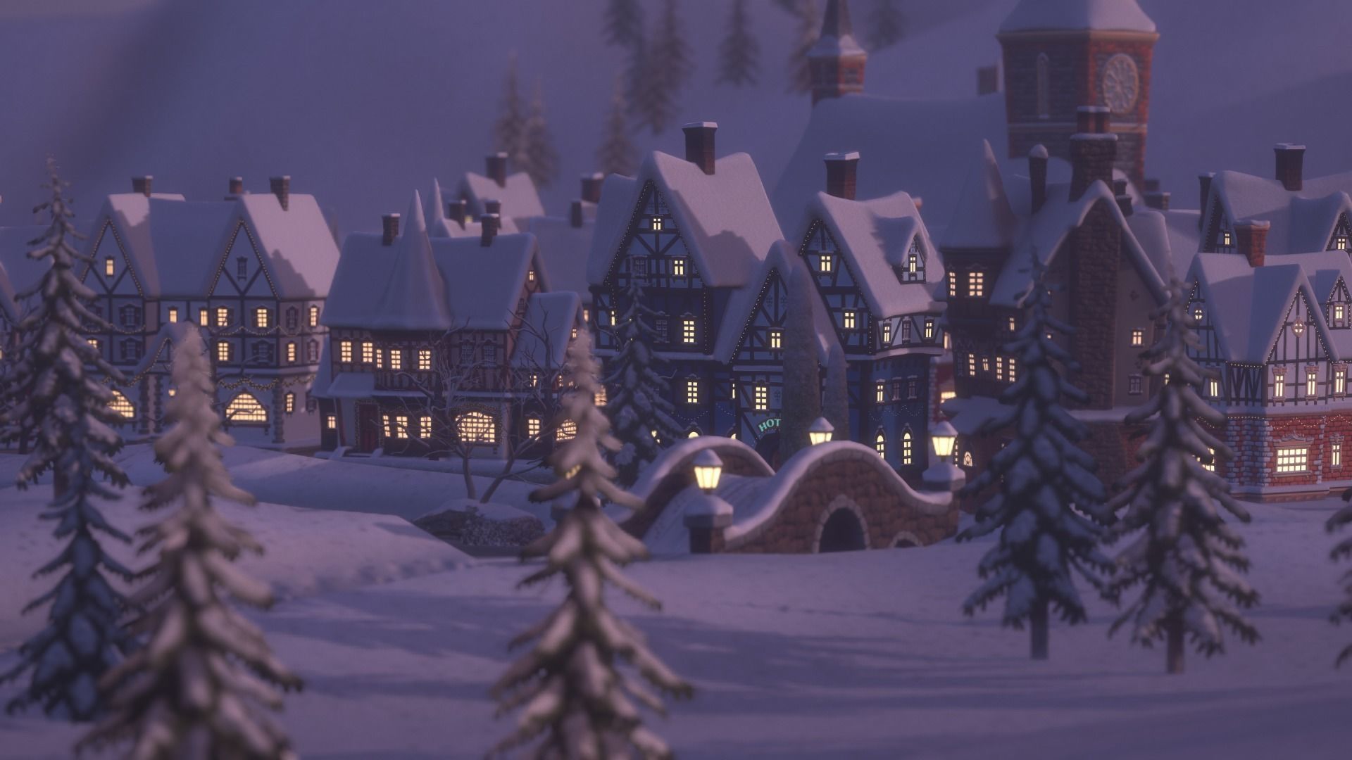 Winterville set Low-poly 3D model_110