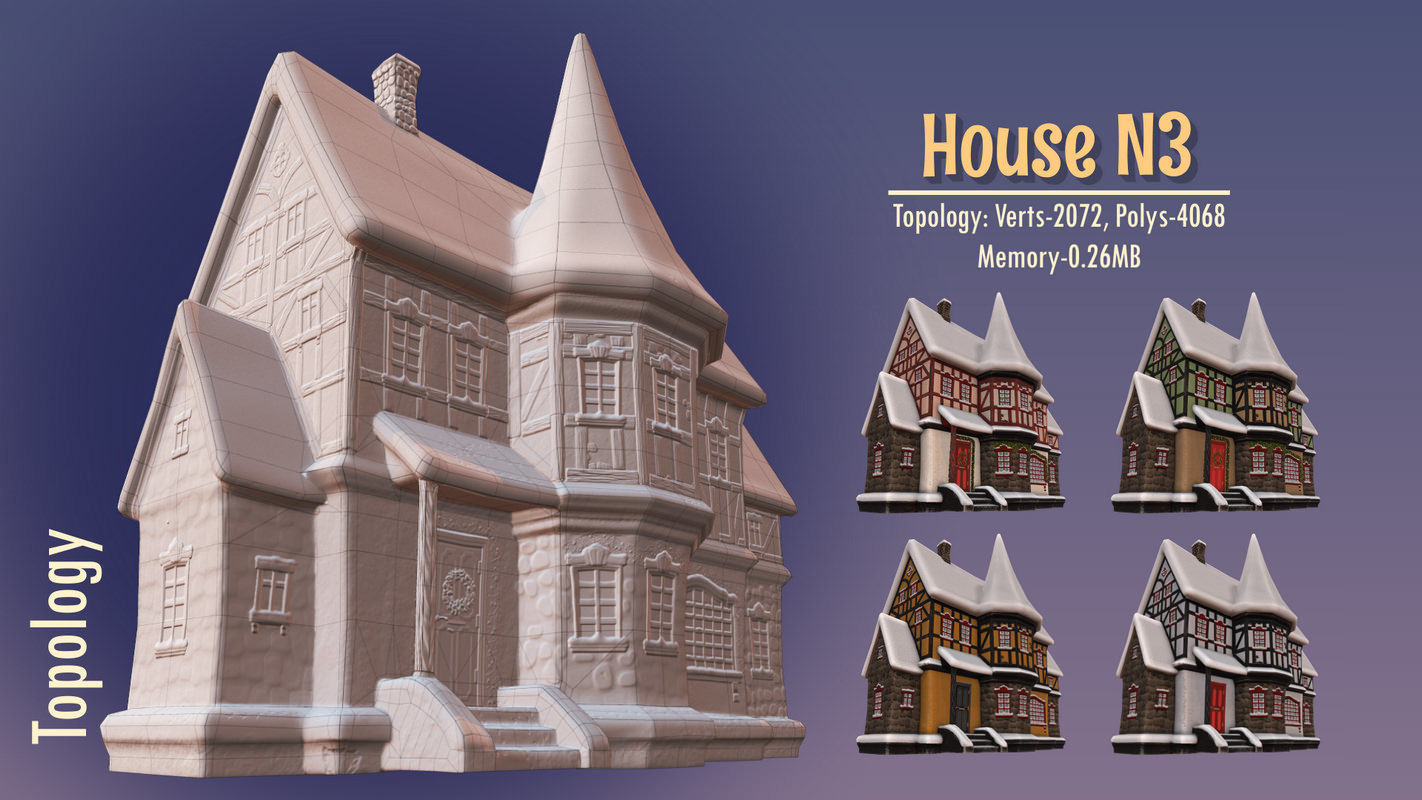 Winterville set Low-poly 3D model_89