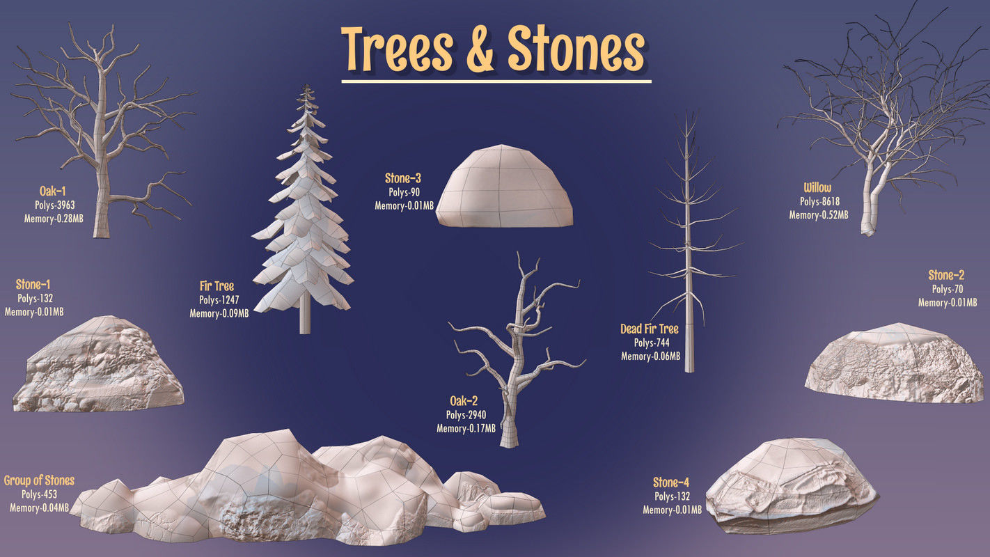 Winterville set Low-poly 3D model_109