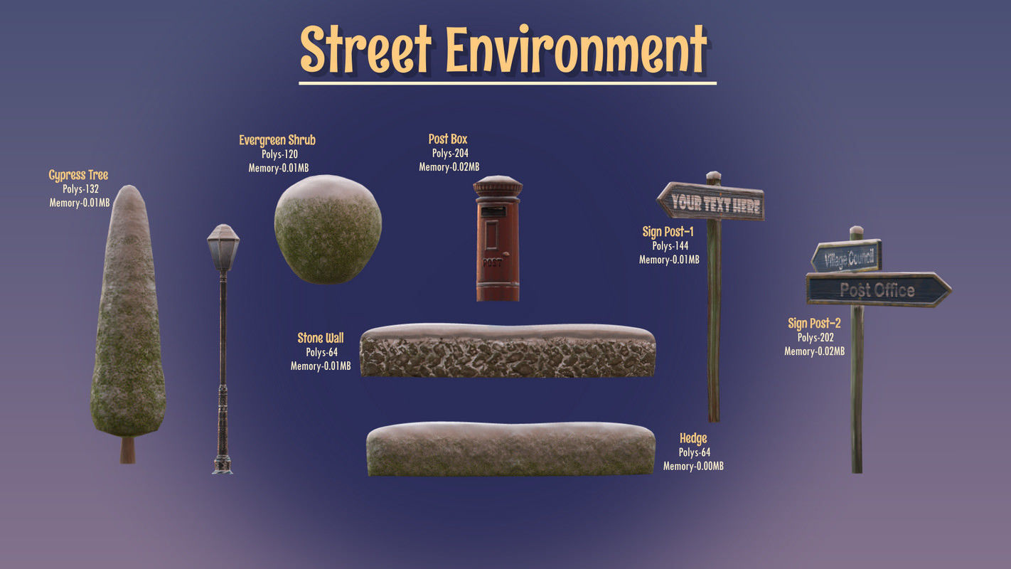 Winterville set Low-poly 3D model_106