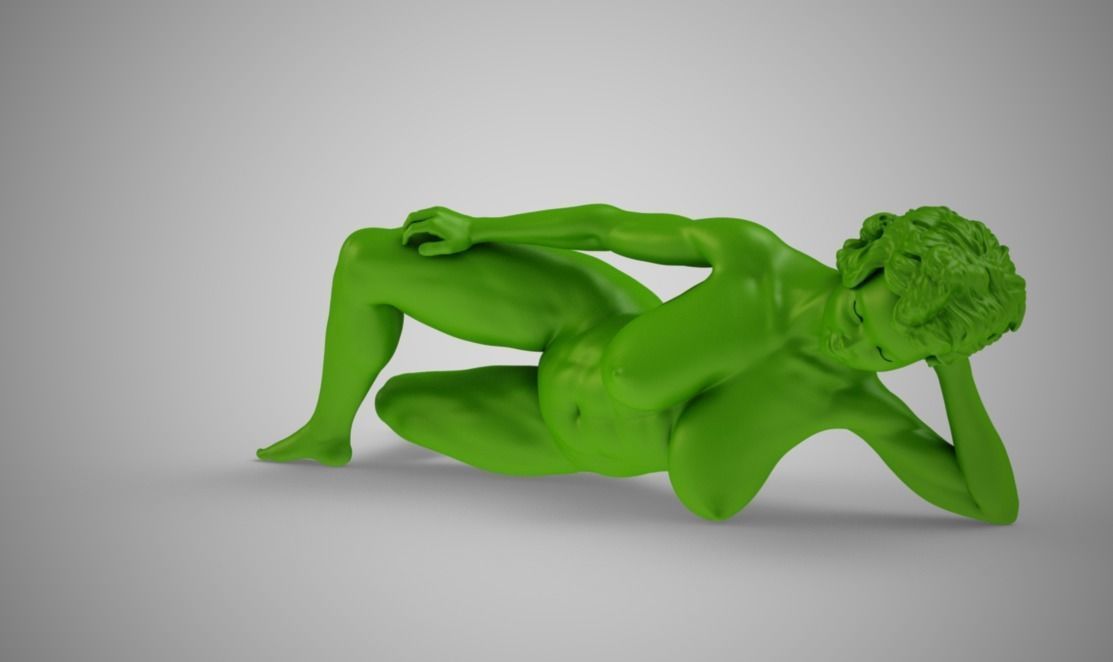 Woman Lying On Side 3D print model_6